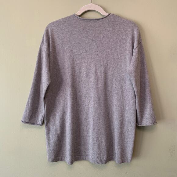 Madewell Women Sweater Gray S Pull-Over V-Neck 3/4 Sleeves Stretchy Knit - Picture 3 of 9